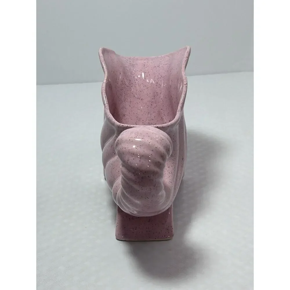 Vintage‎ Cornucopia Horn Art Plenty Pottery Vase Planter Pink Speckled Glaze